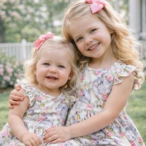 NWT Boutique Floral Girls Easter Dress with Bunny Print | Easter dress for girls